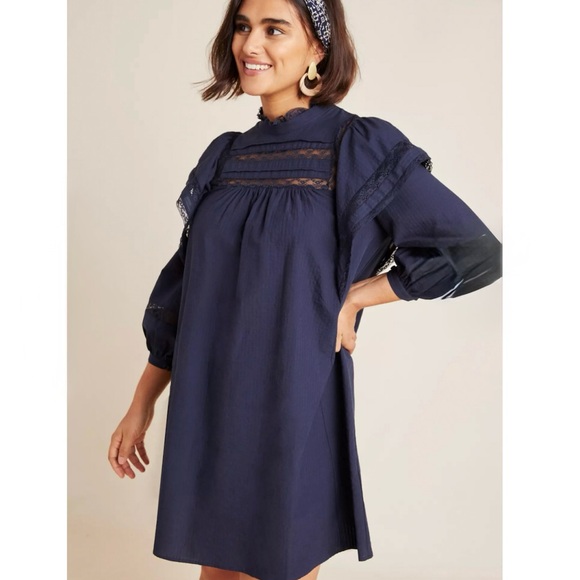 Maeve Dresses & Skirts - $150 Anthropologie Maeve fleetwood Ruffle Dress Navy Sz 2 Boho Prairie Fairy NWT